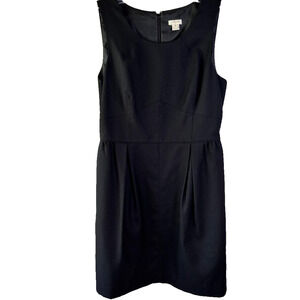 J Crew 40% Wool Black Sleeveless Shift Dress Size 8 Little Black Dress
